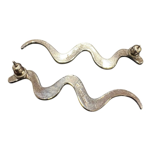 Laurel Burch Vintage Silver-Plated Snake Earrings Etched Design J18 - Picture 6 of 7